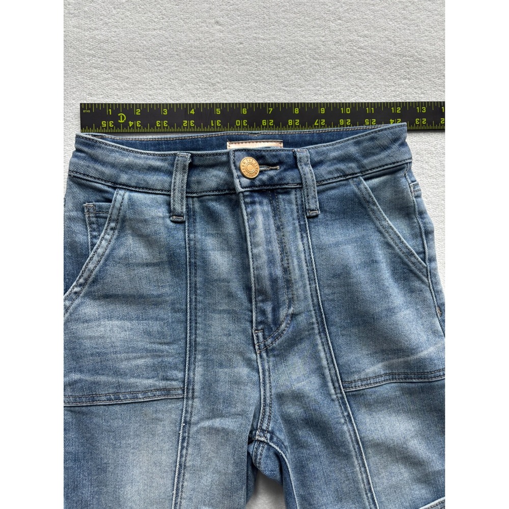 Kut from the Kloth Reese Straight Leg Jeans Women 00 Blue Crop Utility Seam - Picture 5 of 10